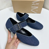 ZA Home 2025 New Female Shoes Temperament Famous Mary Jane Flat-Bottomed Ballet Shoes Flat Heded Shallow Mouth Round Head Single Shoes Women HZ0115