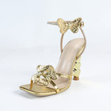 115-3 Ms. New Butterfly Decorative Water Drill Cross After The Belt Side Toe Coarse Sandals HZ0115