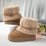 2025 Autumn And Winter New Fashion Plus Velvet Wool Thick Middle-Capped Female Snow Boots HZ0115