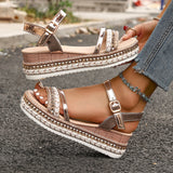 2025 Summer New Pine Paste Heel Sandals Lady Thick-Sed Large-Size Dew Sandals HZ0115