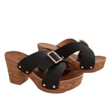 2025 New Summer High-Heeled Waterproof Women's Shoes Large-Size Coarse Heel Cross-Slippers HZ0115