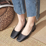 High-Heeled Women's Coarse Heel Shoes In The New Working Shoes Heel Shoes Large Leather Single Shoes Comfortable Commute Single Shoes HZ0115