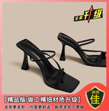 French Fine-Heeled Temperament Silver Cool Slippers Fairy Shoes Wear 2025 New Summer Small High Heels Sandals HZ0115