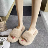 Fairy Hairy Slippers Women 2025 Autumn And Winter New Hairy Home Outside The Bottom Of The Wearing Plush Slippers HZ0115