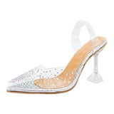 Large-Size Transparent High-Heeled Sandals Women Wear High Heels In The Summer With A Water Drill Fish Mouth Shoes Fine High Heel Crystal Shoes HZ0115