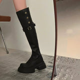 Flip And Velvet Long Boots Girl Small Knight High Boots 2025 Autumn And Winter New Thick Bottom In Two Through The Knee Boots HZ0115