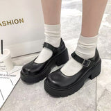 2025 Summer Large-Size New Mary Jane Women's Shoes Thick Heel Thick-Soled JK Uniform Single-Shoe High-Heeled Women's Retro English HZ0115