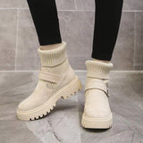 2025 Autumn And Winter New Wool Port Martin Boots Women's British Wind Belt Buckle Thick Bottom Plus Velvet Short Boots HZ0115