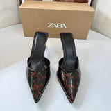 ZA New 2025 Summer French High Heel Fine Tip Behind The Empty Bag Show Off Fashion Fashion Wearing Sandals HZ0115