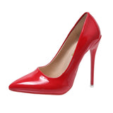 2025 Large-Size Spring High Heel High-Heeled Shoes Leather Sharp Single Shoes Women's Shoes Size 40-45 HZ0115