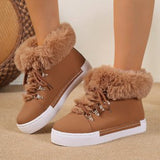 Winter Short-Haired Long Hairy Leather Snow Boots Women's Wind Plus Thick Boots HZ0115