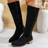 Coarse And Small Man Showing Thin Velvet Over The Knee Boots Female Side Zipper High Heel Long Barrel Fashion Boots Wish HZ0115