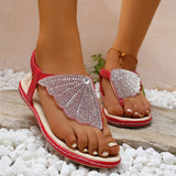 Large-Size Summer New Women's Glass Water Drill Weaving Large-Size Word Slope And Women's Sandals HZ0115