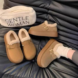 Autumn And Winter 2025 Bean Fashion Plus Thick Thick-Soled Cotton Shoes Hair Snow Boots Boken Shoes Lefu Shoes New HZ0115