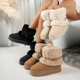 2025 Autumn And Winter New Fashion Plus Velvet Wool Thick Middle-Capped Female Snow Boots HZ0115
