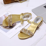 Cold Slippers Women 2025 Summer Water Diamond Lily With A Word Wearing Fashion One Shoe Two Wearing Sandals HZ0115