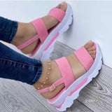 Autumn And Summer New Fashion Sandals Women Wide Face With Sweet Wind Thick Bottom Large Slope Heel Sandals Woman HZ0115