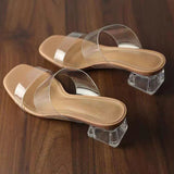 2025 New Female Drag Fairy Outside The Wind Wearing Crystal Heel Fashion Shoes Transparent Word With High Heels Coarse Sandals HZ0115