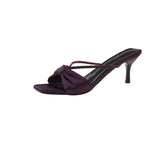 In The Summer Of 2025, The New Silk Satin Water Drill With Sandals And Sandals And Women's Bows And Toes Wear High-Heeled Cool Slippers. HZ0115