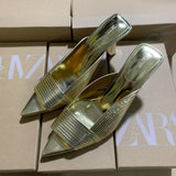 ZA2025 Spring New High Heels Gold Tips After Leaking Classic Fashion Wearing Women's Shoes HZ0115