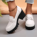 2025 New British Retro Fashion Thick-Soled Small Leather Shoes Waterproof Table Thick High Heel Large Size Women's Singles Shoes Burst HZ0115