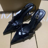 ZAJ2025 Spring New Cross-Scutter Buckle High Heel Sandals Fine Heel Stumbling Belt Daily Wear Women HZ0115