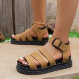 Large-Size 2025 New Solid-Color Thick-Bottomed Belt Buckle Round Head Wearing Beach Sandals HZ0115