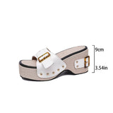 Large-Size Slopes And Thick-Soled Metal Buckles Rivets A Word Sandals Summer Beach Women's Shoes HZ0115
