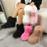 New Hairy Boots Winter Warm Plus Velvet Boots Fashion Casual Snow Boots Women HZ0115
