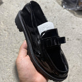 2025 New Patent Leather Bright Eso And Retro Lefu Shoes Large-Size Fashion Casual Single Shoes HZ0115