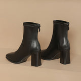 Small Short Boots 2025 Autumn And Winter New Female Thin Boots Coarse Heel Square High Heels Fashion Plus Velvet French Martin Boots HZ0115