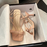 High-Value Bows With High Heels New Summer Wear European-Style Fairy Style Elegant Square Fine Sandals HZ0115