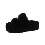 Large-Size Tide Slew Soft 7Cm External Wear Hairy Slippers Women Flat-Bottom One-Word Drag Autumn New Thick HZ0115