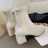 Korean Version Of The Front Coarse And Short Boots Woman 2025 New Fashion Zipper High And Martin Leather Boots HZ0115