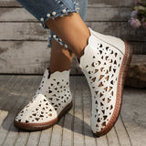 Spring And Summer 2025 New Round Head Hollow Shoes Women Fashion Zipper Retro National Style In The Middle Of The Cool Boots HZ0115