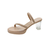 Slippers Women's Summer High Heel New 2025 Fish Mouth Waterproof Table Thick-Soled Cool Slippers Women's Coarse Heel Heel Fashion Shoes HZ0115