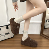 Thick Bottom Plus Velvet Head Wool Cotton Shoes Women 2025 Winter New Lamb Velvet Outside To Keep Warm Velocese Cotton Slippers HZ0115