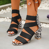Large-Size Sandals Women 2025 Summer New High-Heeled Fish Mouth Tight Coarse Zipper Fashion Sandals HZ0115