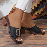Large-Size Coarse-Heeled Slippers Women's New TEUM Explosive Belt Buckle Light Sandals Women In The Summer Of 2025 HZ0115