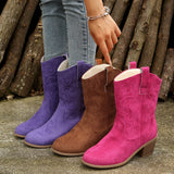 2025 New Autumn And Winter Women's Boots Large-Size Pure Color Fashion Coarse And Pointed Martin Boots HZ0115