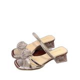 2025 Summer New Word Water Diamond Mountain Tea Transparent Crystal And Temperament And High And Cool Slippers Woman HZ0115