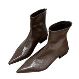 Korean Small Bare Boots Brown Pointed Short Boots Women's Shoes 2025 New Fashion With Thick And Thin Boots HZ0115