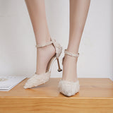 High Heels 2025 New Fine-Heeled Korean Version Of The Fashion Bag Head Button Sandals Professional High Heels Women's Shoes HZ0115