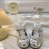 Elegant Thin Round Head Bow Flat Sole Single Shoes Summer New Small Leather Shoes Light Mouth Mary Jane Dress HZ0115