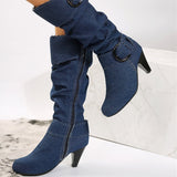 Large-Size Autumn And Winter Boots New But Knee Velvet High With Belt Buckle Round Head And Long Boots Girl HZ0115