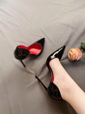 2025 Spring Patent Leather Black Red Bottom Fine Tip High Heels Sexy Niche Temperament 10Cm Side Empty Single Shoe Woman HZ0115