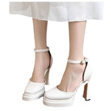2025 Autumn New High Heels Waterproof Table Hollow Coarse Heel Sandals Show The Ocean HZ0115