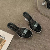 High-Hee Slippers Women 2025 New Summer Wearing Fairy Style Transparent Crystal And Waterproof Table Coarse And Cold Slippers HZ0115