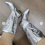 2025 New Embroidery Women's Mid-Clinic Fluorescent Tip Martin Boots Coarse And Large-Size Boots HZ0115