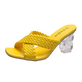 Crystal And High-Heery Slippers Women Font Cross-Woven With Women Cool Drag Women Slippers HZ0115